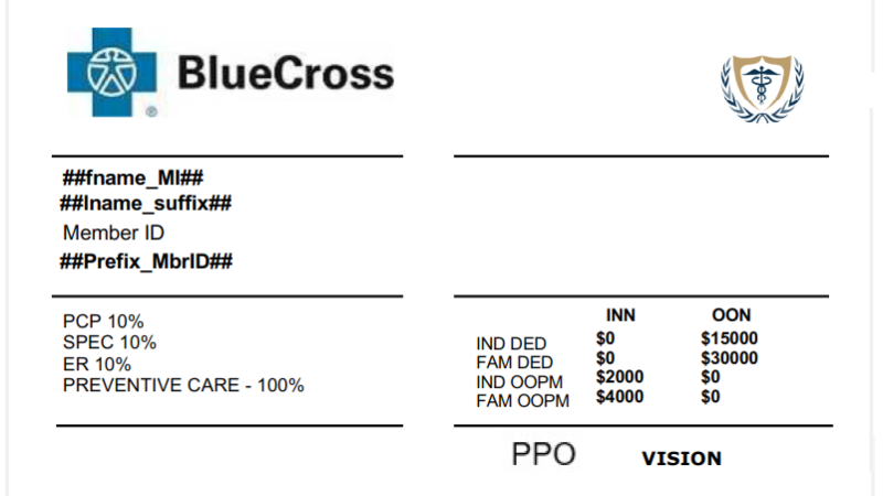 New Blue Cross Card